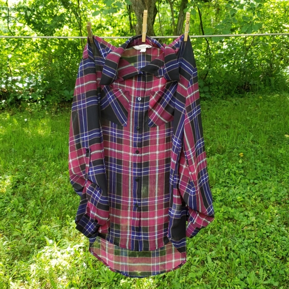 Sheer plaid blouse